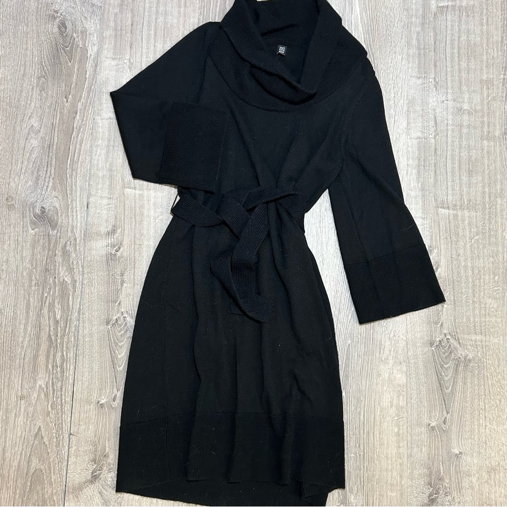Saks Fifth Avenue Black Sheath Dress with Bell Sleeves - Picture 3 of 8